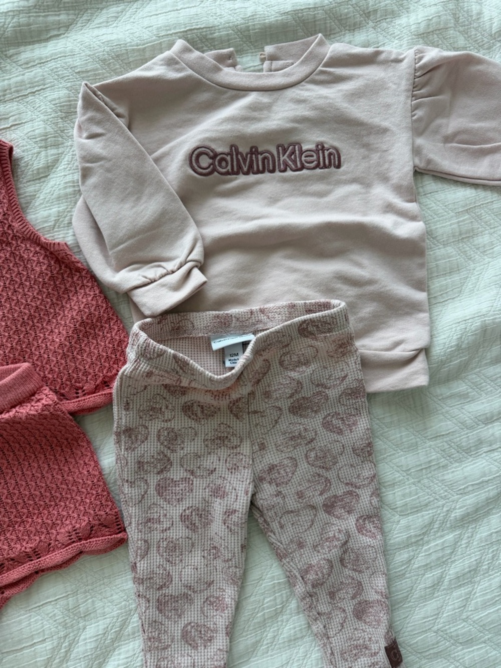 Calvin Klein Light Pink Girls Sweatshirt with EmbroiderLogo& Little planet set